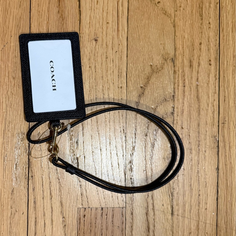 Coach Black and White ID Lanyard